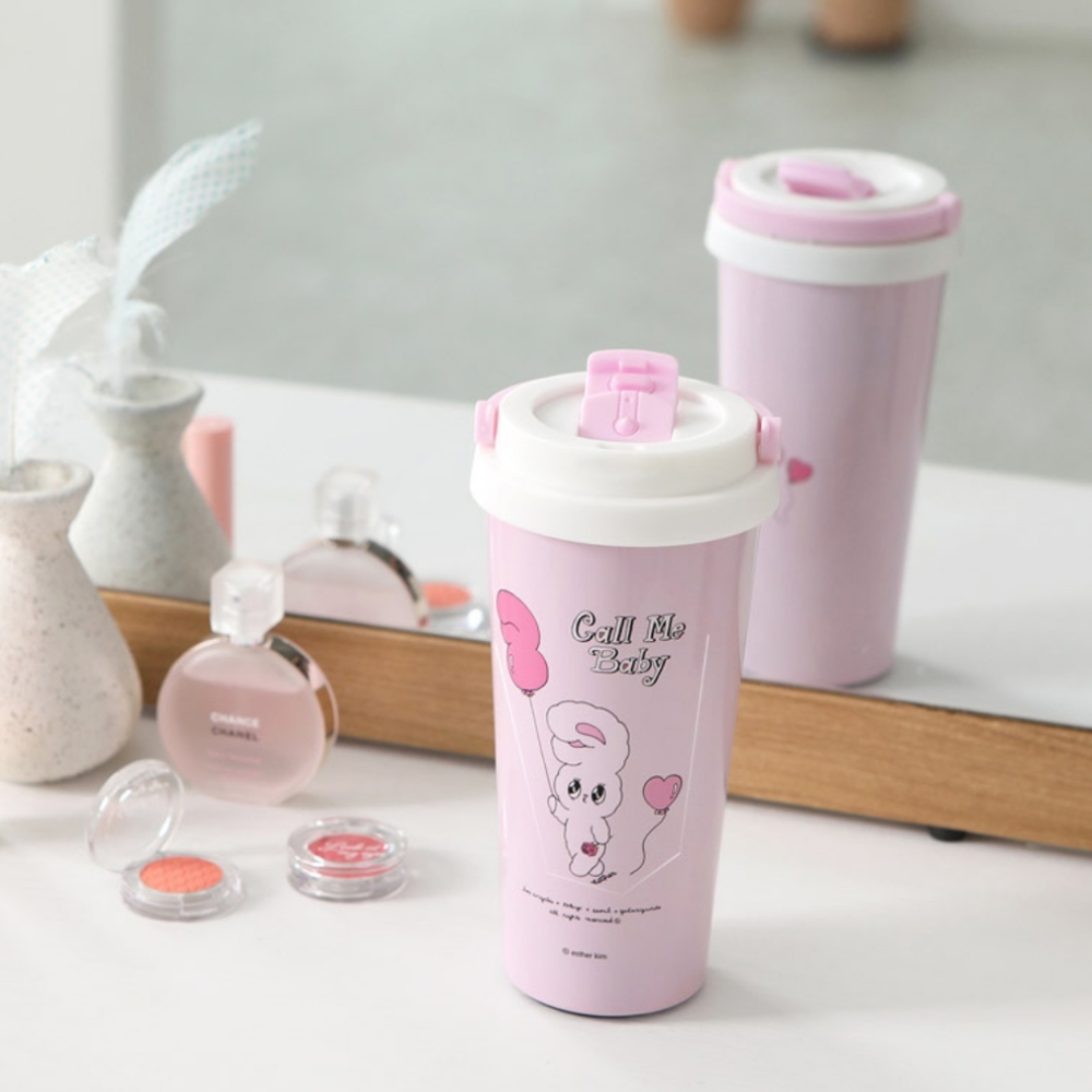 Esther Bunny stainless steel tumbler with handle